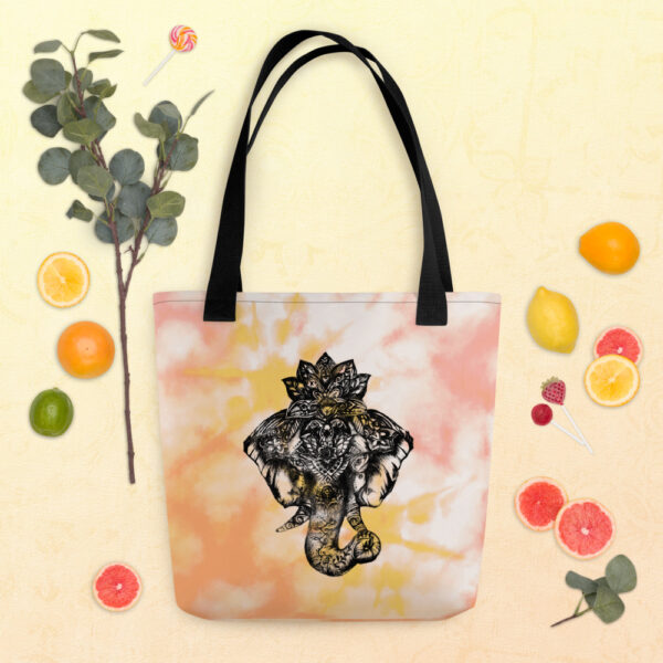 Elephant Tote Bag in Tie-Dye Orange by Charlie Munro - Image 3