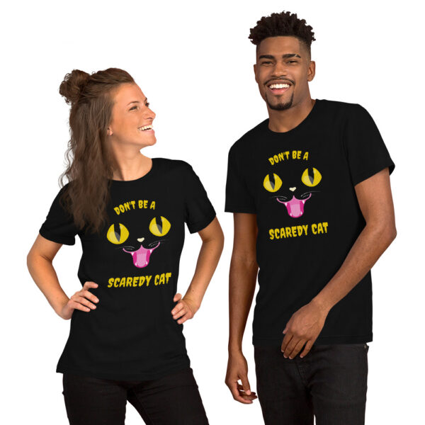 Don't Be a Scaredy Cat Short-Sleeve Unisex Halloween T-Shirt - Image 3