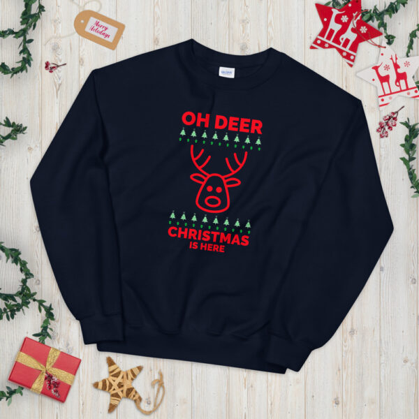 Oh Deer Christmas Is Here Unisex Sweatshirt - Image 3