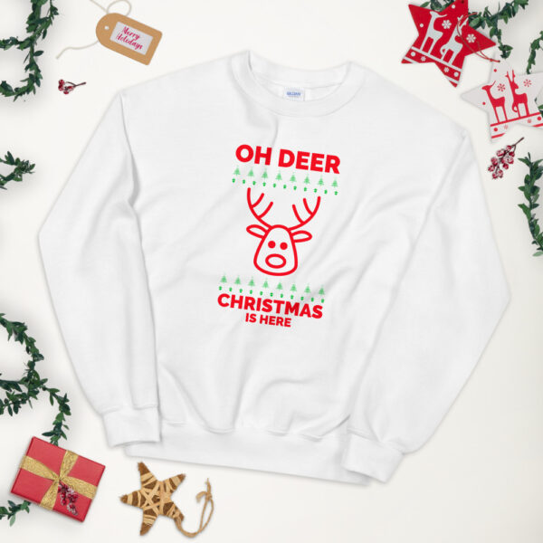 Oh Deer Christmas Is Here Unisex Sweatshirt - Image 2